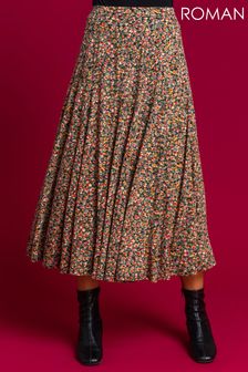 Roman Ditsy Floral Burnout Midi Skirt
