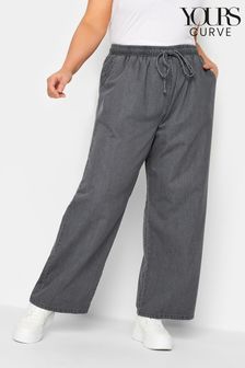 Yours Curve Black Pull On Wide Leg Jean (P80773) | INR 4,188