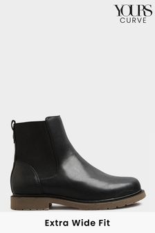 Yours Curve Black Extra-Wide Fit Ancona Chunky Chelsea Boots (P80985) | ₪ 210