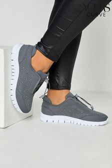 Yours Curve Grey Extra-Wide Fit Titania Gem Trainer (P81003) | $49