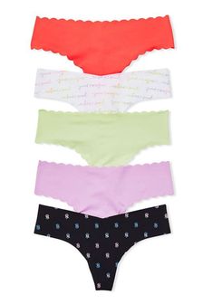Victoria's Secret 5 Pack No-Show Thong Panties in Rainbow Multi (P81182) | €29