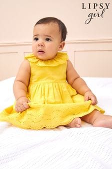 Lipsy Yellow Broderie Dress With Matching Knicker (P81236) | $39 - $42