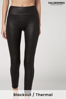 Calzedonia Black Leather Effect Total Comfort Thermal Leggings (P81489) | €40