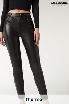 Calzedonia Black Thermal Leather-Look Trousers (P81490) | €46