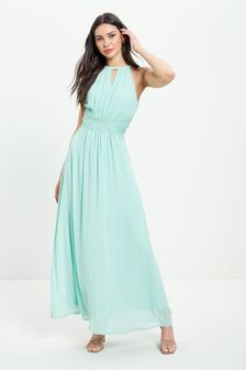 Vila Mint Green Halter Neck Tulle Maxi Dress (P81728) | $73