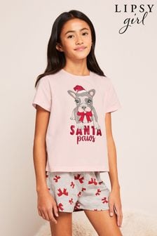 Różowy Xmas - Dżersejowa piżama Lipsy z szortami (P82047) | 45 zł - 70 zł