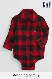 Gap Red & Black Flannel Check Long Sleeve Shirt Baby Bodysuit (P82171) | €11.50