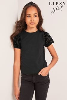 Lipsy Black Zebra Puff Sleeve T-Shirt (P82289) | $24 - $34