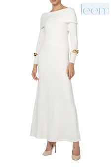 שמלת מקסי אוף-שולדר של leem עם דיטייל מתכת בשרוול (P82483) | ‏605 ₪