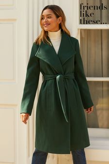 Friends Like These Green Funnel Neck Wrap Coat (P82540) | €81