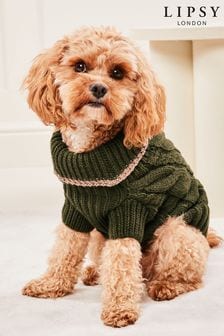 Зеленый - Ультрамягкий вязаный джемпер для собаки с узором "косичка" Lipsy (P82565) | €5 - €8