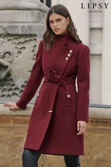 Lipsy Berry Red Regular Military Wrap Coat (P82643) | AED445