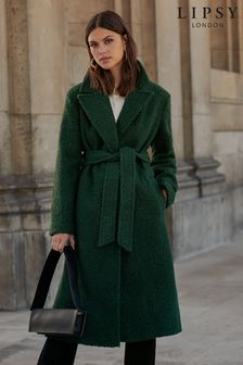 Lipsy Green Boucle Belted Wrap Coat (P82815) | INR 11,448
