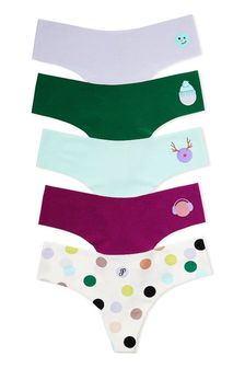 Victoria's Secret PINK Green/Blue/White/Pink/Purple Thong Smooth No Show Knickers Multipack (P82877) | €32