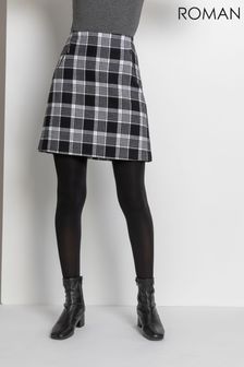 Roman Black Check Print Zip Pocket Skirt (P83063) | €39