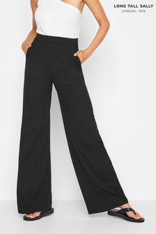 Long Tall Sally Black Stretch Scuba Wide Leg Trousers (P83176) | $99