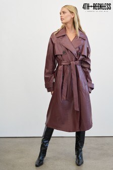 4th & Reckless Brown Joan Belted Faux Leather Trench Coat (P83238) | 115 €