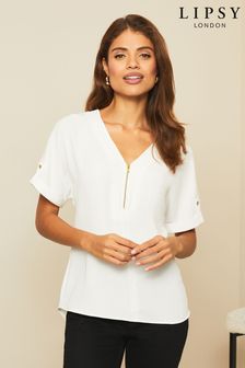 Bianco - T-shirt frontale con zip Lipsy (P83458) | €28
