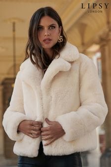 Lipsy Cream Short Faux Fur Coat (P83464) | €94