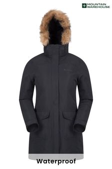 Mountain Warehouse Black Tarka Womens Waterproof Long Padded Jacket (P83945) | €61