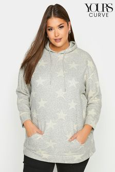 Yours Curve Neutral Star Print Hoodie (P84416) | ₪ 201