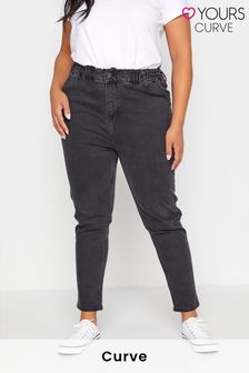 Schwarz - Yours Curve Mom-Jeans mit elastischer Taille (P84470) | 47 €