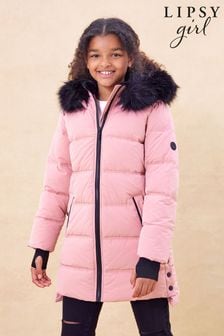 Lipsy Pink Branded Long Line Duvet Coat (P84553) | DKK656 - DKK715