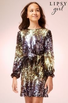 Gold - Lipsy Sequin Party Shift Dress (P84606) | DKK455 - DKK545