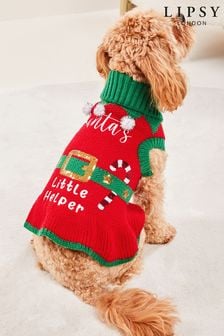 Lipsy Red Santas Little Helper Christmas Dog Jumper (P84623) | €6 - €9