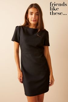 Friends Like These Black Petite Short Sleeve Tailored Shift Dress (P84736) | OMR19