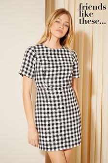 Friends Like These Black and White Short Sleeve Tailored Mini Dress (P84738) | kr636