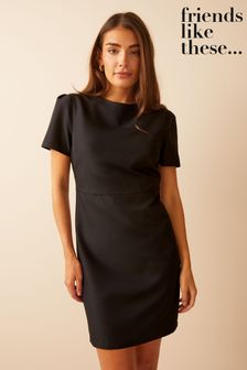Смолянисто-черный - приталенное платье с короткими рукавами Friends Like These (P84739) | €49