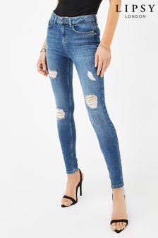 Distressed blauw - Lipsy - Kate skinny jeans met halfhoge taille (P84837) | €45