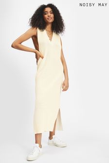NOISY MAY Cream V Neck Sleeveless Knit Dress (P85042) | $45