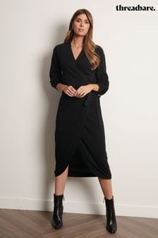 Threadbare Black Knitted Wrap Midi Dress (P85217) | 43 €