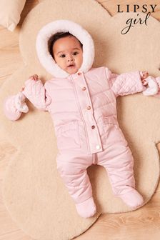 Lipsy Pink Fleece Lined Baby Snowsuit (P85314) | CA$125 - CA$130