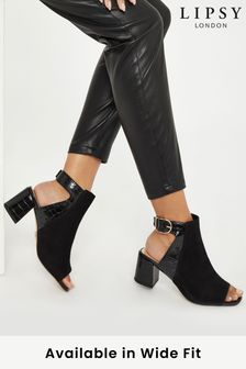 Lipsy Black Regular Fit Block Heel Peep Toe Boot (P85340) | kr495