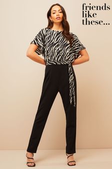 Friends Like These Monochrome 2 in 1 Belted Jumpsuit (P85359) | ₪ 121