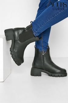 Yours Curve Black Wide Fit Chunky Sole Chelsea Boots (P85993) | ₪ 210