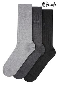Grau - Pringle Gerippte Socken aus Bambusfaser, 3er-Pack (P86024) | 18 €