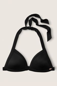 Čisto črne - Trikotni zgornji del bikinija z zavezovanjem za vratom Victoria's Secret Pink Push Up (P86042) | €34