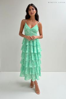 Pretty Lavish Green Lissy Ruffle Midaxi Dress (P86062) | ₪ 317