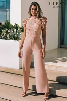 Lipsy Nude Lace Top Jumpsuit (P86301) | ₪ 257