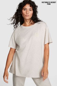 Бежевый бежевый - Свободная футболка с короткими рукавами Victoria's Secret Pink (P86393) | €34