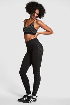 Victoria's Secret PINK Pure Black Checkered Seamless Workout Legging Shine (P86601) | €40