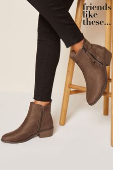 Friends Like These Taupe Brown Regular Fit Side Zip Ankle Boot (P86602) | ₪ 102