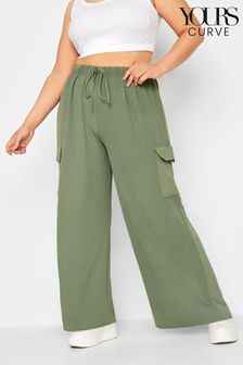 Yours Curve Green Wide Leg Crepe Cargo Trouser (P86710) | €15.50