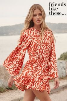 Красный - Friends Like These платье мини с круглым вырезом и поясом (P87135) | €53
