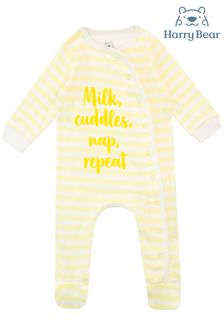 Harry Bear Yellow Milk Cuddles Nap Repeat Baby Long Sleeved Printed Sleepsuit (P87361) | ₪ 46