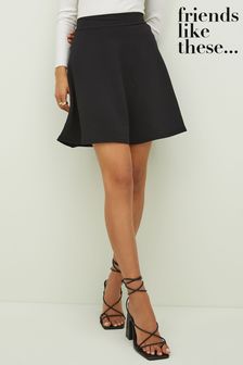Friends Like These Black Jersey Textured Skater Mini Skirt (P87456) | €20.50